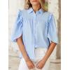 imageCicy Bell Womens Summer Button Down Shirts Short Ruffle Puff Sleeve Cotton Blouses Dressy Casual Ladies TopsLight Blue