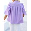 imageCicy Bell Womens Summer Button Down Shirts Short Ruffle Puff Sleeve Cotton Blouses Dressy Casual Ladies TopsPurple
