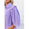 imageCicy Bell Womens Summer Button Down Shirts Short Ruffle Puff Sleeve Cotton Blouses Dressy Casual Ladies TopsPurple