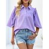 imageCicy Bell Womens Summer Button Down Shirts Short Ruffle Puff Sleeve Cotton Blouses Dressy Casual Ladies TopsPurple