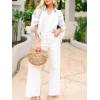 imageCicy Bell Womens Summer Button Down Shirts Short Ruffle Puff Sleeve Cotton Blouses Dressy Casual Ladies TopsWhite