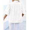 imageCicy Bell Womens Summer Button Down Shirts Short Ruffle Puff Sleeve Cotton Blouses Dressy Casual Ladies TopsWhite