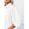 imageCicy Bell Womens Summer Button Down Shirts Short Ruffle Puff Sleeve Cotton Blouses Dressy Casual Ladies TopsWhite