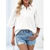 imageCicy Bell Womens Summer Button Down Shirts Short Ruffle Puff Sleeve Cotton Blouses Dressy Casual Ladies TopsWhite