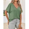 imageCicy Bell Womens Summer Oversized TShirts V Neck Rolled Short Sleeve Casual Tops Loose Fit Tunic TeesArmy Green