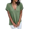 imageCicy Bell Womens Summer Oversized TShirts V Neck Rolled Short Sleeve Casual Tops Loose Fit Tunic TeesArmy Green