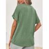imageCicy Bell Womens Summer Oversized TShirts V Neck Rolled Short Sleeve Casual Tops Loose Fit Tunic TeesArmy Green
