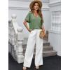 imageCicy Bell Womens Summer Oversized TShirts V Neck Rolled Short Sleeve Casual Tops Loose Fit Tunic TeesArmy Green