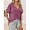 imageCicy Bell Womens Summer Oversized TShirts V Neck Rolled Short Sleeve Casual Tops Loose Fit Tunic TeesWine Red