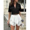 imageCicy Bell Womens V Neck Denim Crop Tops Summer Y2k Going Out Jean Shirts Loose Fit Short Sleeve Collared Polo TeeBlack