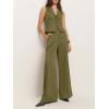 imageCicy Bell Womens Vest Sets Summer 2 Piece Outfits Button Crop Blazer Vest and Wide Leg Pant SuitsArmy Green