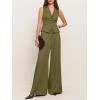 imageCicy Bell Womens Vest Sets Summer 2 Piece Outfits Button Crop Blazer Vest and Wide Leg Pant SuitsArmy Green