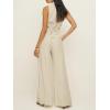imageCicy Bell Womens Vest Sets Summer 2 Piece Outfits Button Crop Blazer Vest and Wide Leg Pant SuitsBeige