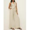 imageCicy Bell Womens Vest Sets Summer 2 Piece Outfits Button Crop Blazer Vest and Wide Leg Pant SuitsBeige