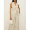 imageCicy Bell Womens Vest Sets Summer 2 Piece Outfits Button Crop Blazer Vest and Wide Leg Pant SuitsBeige