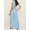 imageCicy Bell Womens Vest Sets Summer 2 Piece Outfits Button Crop Blazer Vest and Wide Leg Pant SuitsLight Blue