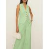 imageCicy Bell Womens Vest Sets Summer 2 Piece Outfits Button Crop Blazer Vest and Wide Leg Pant SuitsLight Green