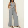 imageCicy Bell Womens Vest Sets Summer 2 Piece Outfits Button Crop Blazer Vest and Wide Leg Pant SuitsLight Grey