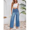 imageCicy Bell Womens Wide Leg Flare Jeans Casual Baggy High Waisted Stretchy Trendy Front Seam Denim PantsBlue