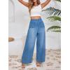 imageCicy Bell Womens Wide Leg Flare Jeans Casual Baggy High Waisted Stretchy Trendy Front Seam Denim PantsBlue