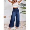 imageCicy Bell Womens Wide Leg Flare Jeans Casual Baggy High Waisted Stretchy Trendy Front Seam Denim PantsNavy