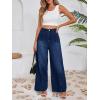 imageCicy Bell Womens Wide Leg Flare Jeans Casual Baggy High Waisted Stretchy Trendy Front Seam Denim PantsNavy
