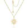 imageCicy Bell 18k Gold Plated Necklace for Women Princess Cubic Zirconia Dainty Pendant Necklace Trend Jewelry Gift 177quot  19quot ExtenderStyle BGold