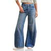imageCicy Bell Womens Baggy Bell Bottom Jeans High Waisted Flare Barrel Wide Leg Stretchy Denim PantsBlue