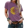 imageCicy Bell Womens Cute Sunflower Graphic T Shirts Letter Print Short Sleeve O Neck Summer Casual Cotton Tees Tops