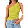 imageCicy Bell Womens One Shoulder Tank Tops Summer Going Out Tops Ruched Asymmetrical Sleeveless ShirtsYellow Green