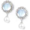 imageCicy Bell Womens Platinum Plated Moonstone Shell Pearl Gifts Vintage Dangle Earrings