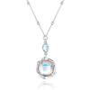 imageCicy Bell Womens Platinum Plated Station Chain Moonstone Pendant Necklace Gifts 177 with 2 Extender