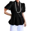 imageCicy Bell Womens Puff Sleeve Peplum Blouses Ruffle V Neck Summer Casual Tops Babydoll Loose Fit ShirtsBlack