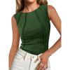 imageCicy Bell Womens Ribbed Tank Tops Fitted Summer Dressy Casual Sleeveless Shirts Cute Crew Neck Basic TeeArmy Green