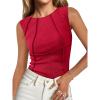 imageCicy Bell Womens Ribbed Tank Tops Fitted Summer Dressy Casual Sleeveless Shirts Cute Crew Neck Basic TeeRed