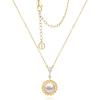 imageCicy Bell Womens Simulated Pearl Necklace Platinum Plated Cubic Zirconia 10mm Shell Pearl Elegant Pendant Necklace for Gifts 177 with 2 ExtenderGold