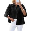 imageCicy Bell Womens Summer Button Down Shirts Short Ruffle Puff Sleeve Cotton Blouses Dressy Casual Ladies TopsBlack