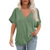 imageCicy Bell Womens Summer Oversized TShirts V Neck Rolled Short Sleeve Casual Tops Loose Fit Tunic TeesArmy Green