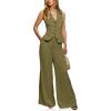 imageCicy Bell Womens Vest Sets Summer 2 Piece Outfits Button Crop Blazer Vest and Wide Leg Pant SuitsArmy Green