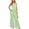 imageCicy Bell Womens Vest Sets Summer 2 Piece Outfits Button Crop Blazer Vest and Wide Leg Pant SuitsLight Green