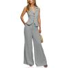 imageCicy Bell Womens Vest Sets Summer 2 Piece Outfits Button Crop Blazer Vest and Wide Leg Pant SuitsLight Grey
