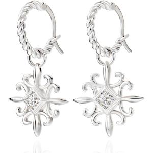 imageCicy Bell 18k Gold Plated Dangle Earrings for Women Princess Cubic Zirconia Trendy Chunky Twist Drop EarringsStyle AWhite Gold