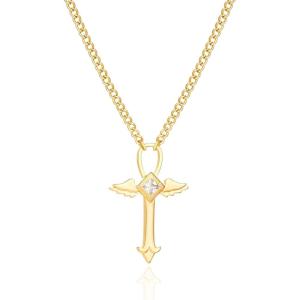 imageCicy Bell 18k Gold Plated Necklace for Women Princess Cubic Zirconia Dainty Pendant Necklace Trend Jewelry Gift 177quot  19quot ExtenderStyle DYellow Gold