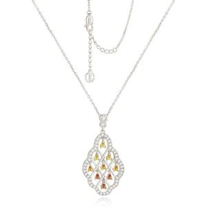 imageCicy Bell Platinum Plated Pendant Necklace for Women Hollow Swing Drop Zirconia Vintage Dainty Trend Jewelry Gift 177quot  19quot ExtenderWhite Gold