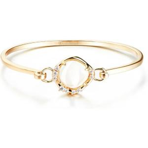 imageCicy Bell Womens Gemstone Bangle Bracelets 18k Gold Plated 28mm Zircon Crystal Bracelet Jewelry Gift for Her