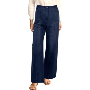imageCicy Bell Womens Wide Leg Flare Jeans Casual Baggy High Waisted Stretchy Trendy Front Seam Denim PantsNavy