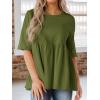 imageCicy Bell Women Summer Babydoll Tops Oversized Short Sleeve Peplum Tunic T Shirt Casual Loose Fit BlouseArmy Green
