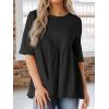 imageCicy Bell Women Summer Babydoll Tops Oversized Short Sleeve Peplum Tunic T Shirt Casual Loose Fit BlouseBlack