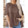 imageCicy Bell Women Summer Babydoll Tops Oversized Short Sleeve Peplum Tunic T Shirt Casual Loose Fit BlouseBrown