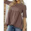 imageCicy Bell Women Summer Babydoll Tops Oversized Short Sleeve Peplum Tunic T Shirt Casual Loose Fit BlouseBrown